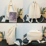 Large Capacity Cotton Backpack for Teenagers - Solid School Bag