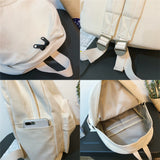 Large Capacity Cotton Backpack for Teenagers - Solid School Bag