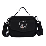 Small Bear Crossbody Bag for Women Canvas Zipper Messenger Bag
