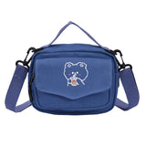 Small Bear Crossbody Bag for Women Canvas Zipper Messenger Bag