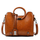 Soft Oil Wax PU Leather Handbag Women Messenger Bag Casual Tote