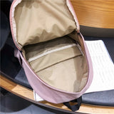 Solid Canvas School Bags for Girls Large Capacity Backpack