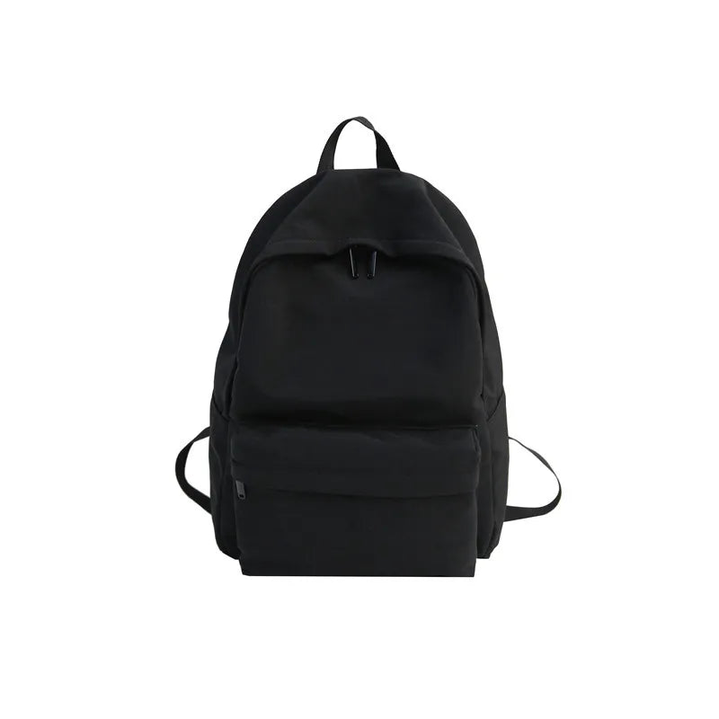 Solid Canvas School Bags for Girls Large Capacity Backpack