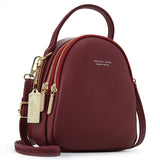 Solid Leather Mini Backpack for Women Ladies Tote Shoulder Bag Purse