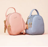 Solid Leather Mini Backpack for Women Ladies Tote Shoulder Bag Purse