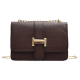 Stone Grain Women Chain Shoulder Bags Vintage PU Leather Crossbody Messenger Han