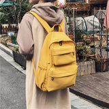 Waterproof Nylon Women School Bags Solid Casual Backpack Large Capacity