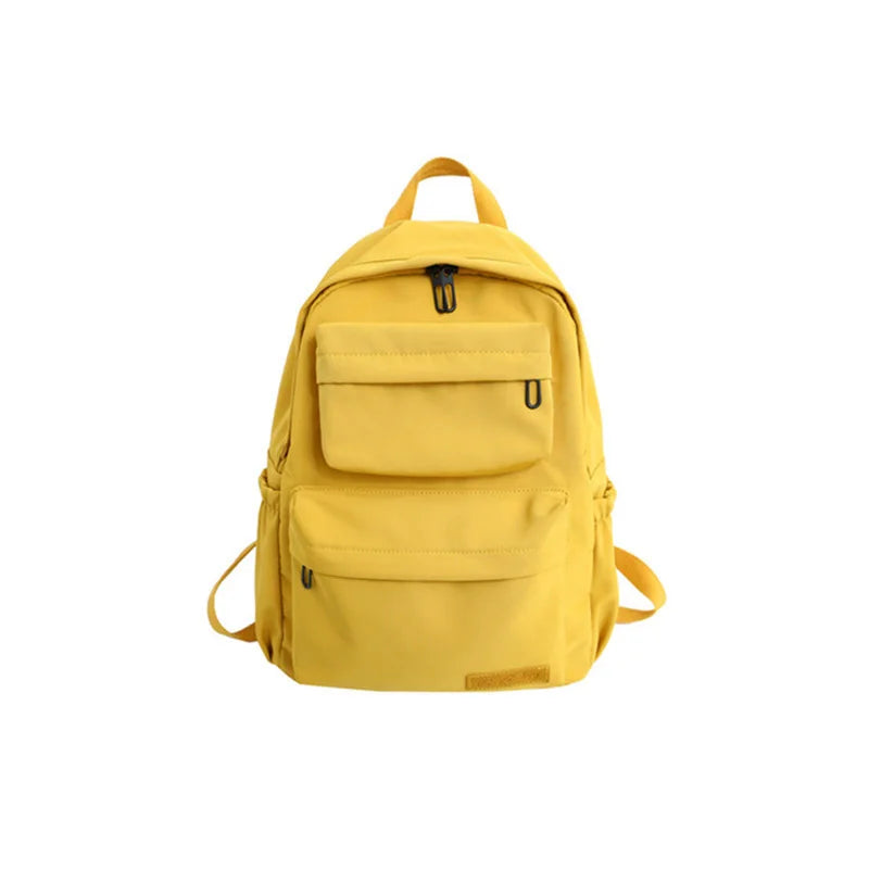 Waterproof Nylon Women School Bags Solid Casual Backpack Large Capacity