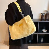 Winter Spring Plush Women Shoulder Bag Solid Soft Fluffy Fur Messenger Bags