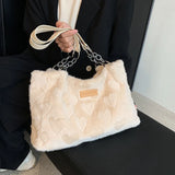 Winter Spring Plush Women Shoulder Bag Solid Soft Fluffy Fur Messenger Bags