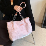 Winter Spring Plush Women Shoulder Bag Solid Soft Fluffy Fur Messenger Bags