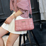 Women Splicing Block Small Square Bag PU Leather Casual Shoulder Bags