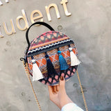 Woven Straw Shoulder Bag Ethnic Style Beach Crossbody Bohemian Handbag