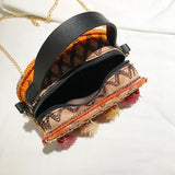 Woven Straw Shoulder Bag Ethnic Style Beach Crossbody Bohemian Handbag
