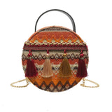 Woven Straw Shoulder Bag Ethnic Style Beach Crossbody Bohemian Handbag