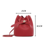 Women's Bucket PU Leather Shoulder Bag Hasp Crossbody Bag