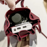 Women's Bucket PU Leather Shoulder Bag Hasp Crossbody Bag