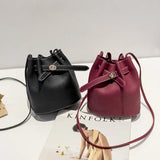 Women's Bucket PU Leather Shoulder Bag Hasp Crossbody Bag