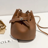 Women's Bucket PU Leather Shoulder Bag Hasp Crossbody Bag