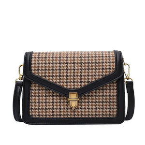 Plaid PU Leather Crossbody Bags Women Chain Shoulder Messenger Small Bag