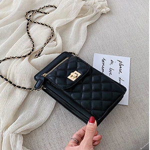 Summer Female Chain Small Shoulder Bag with Diamonds Lattice