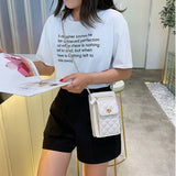 Summer Female Chain Small Shoulder Bag with Diamonds Lattice