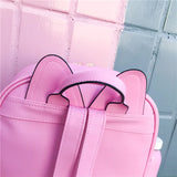 Cat Ear Leather Backpack Transparent Women Shoulder Bag