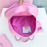 Cat Ear Leather Backpack Transparent Women Shoulder Bag