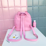 Cat Ear Leather Backpack Transparent Women Shoulder Bag
