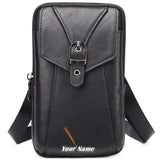 Men Leather Fanny Pack Small Waist Belt Bag 7485