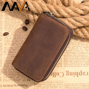 Crazy Horse Style Leather Key Holder Zipper Case