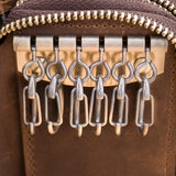 Crazy Horse Style Leather Key Holder Zipper Case