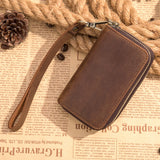 Crazy Horse Style Leather Key Holder Zipper Case