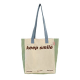 Macaron Patchwork Canvas Eco Shopping Bag for Women