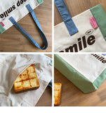 Macaron Patchwork Canvas Eco Shopping Bag for Women