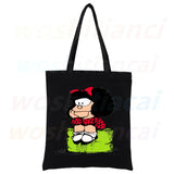 Mafalda 90s Cartoon Tote Bag Canvas Eco Shopper Foldable Harajuku Travel