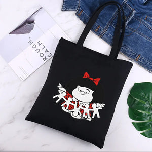 Mafalda 90s Cartoon Tote Bag Canvas Eco Shopper Foldable Harajuku Travel