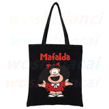 Mafalda 90s Cartoon Tote Bag Canvas Eco Shopper Foldable Harajuku Travel