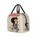 Mafalda 3 Wheels Thermal Insulated Lunch Bag Quino Manga Cartoon