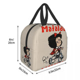 Mafalda 3 Wheels Thermal Insulated Lunch Bag Quino Manga Cartoon