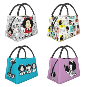 Mafalda Cartoon Quino Comics Lunch Bag Insulated Women Reusable Tote