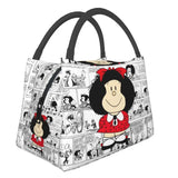 Mafalda Cartoon Quino Comics Lunch Bag Insulated Women Reusable Tote