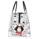 Mafalda Cartoon Quino Comics Lunch Bag Insulated Women Reusable Tote