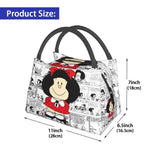 Mafalda Cartoon Quino Comics Lunch Bag Insulated Women Reusable Tote