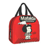 Mafalda Insulated Lunch Bag Quino Comic Manga Cooler Thermal Bento Box Kids Scho