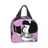 Mafalda Notebook Insulated Lunch Bag Quino Comic Cartoon Reusable Cooler