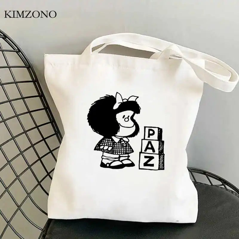 Mafalda shopping bag jute cotton tote fabric ecobag