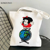Mafalda shopping bag jute cotton tote fabric ecobag