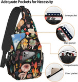 Magic Wild Mushroom Shrooms Sling Bag Crossbody Shoulder Travel Backpack