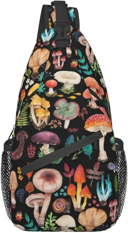 Magic Wild Mushroom Shrooms Sling Bag Crossbody Shoulder Travel Backpack